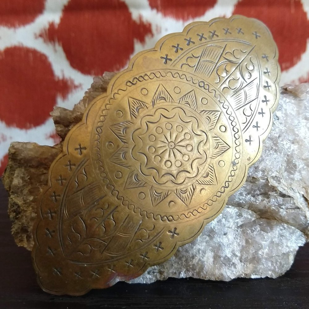3 hammered metal hair barrettes, made in France